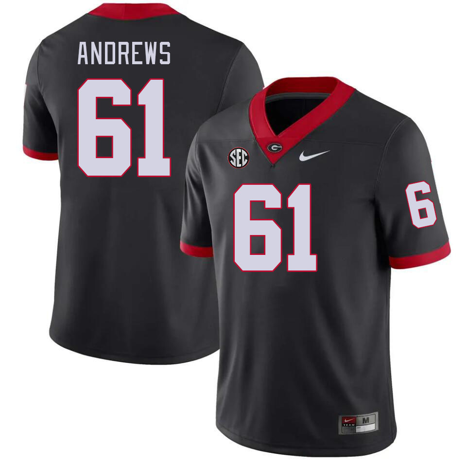 #61 David Andrews Georgia Bulldogs Jerseys Football Stitched-Black